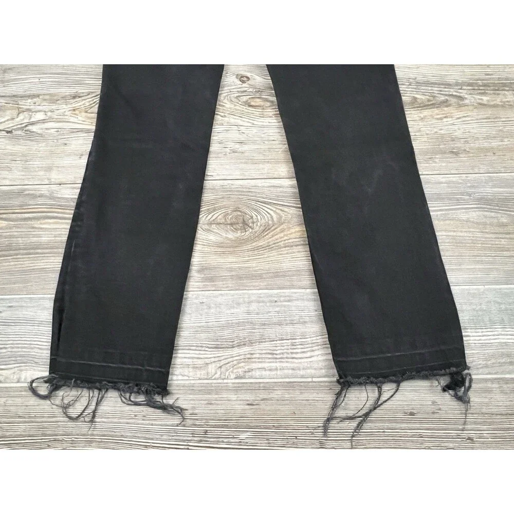 Free People We‎ The Free Jeans Women's Sz 28 Mid-Rise Skinny Black Raw Hem